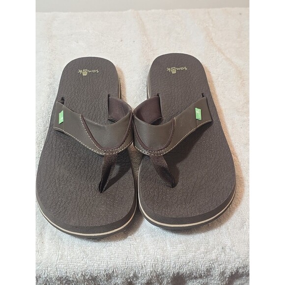 Sanuk Men's SMS2839C Thong Brown Synthetic Flat Flip Flops Sandal Size 11 - Picture 1 of 5